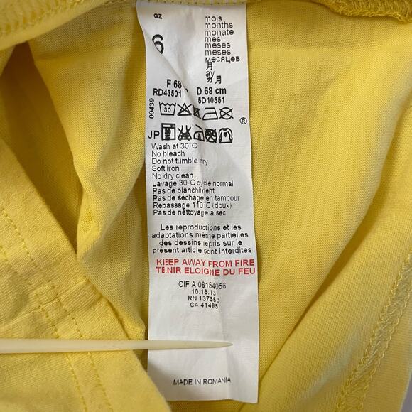 Paul Smith Junior Yellow Baby Bunny Tee Rainbow Stripe Snap Shoulder Size 6 Mos - Picture 7 of 8